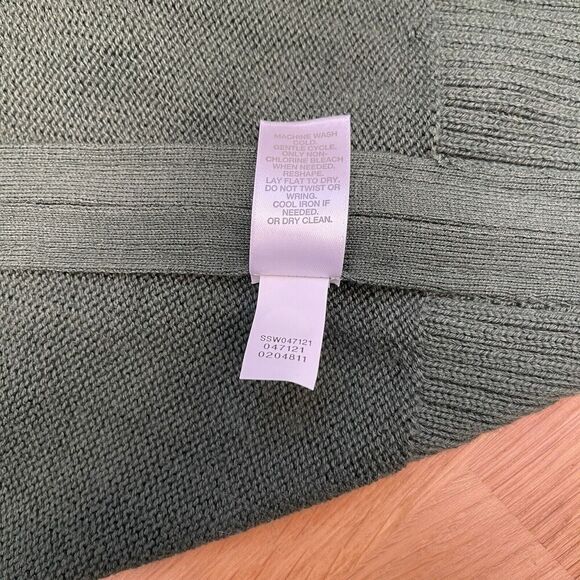 J. Jill Cardigan Sweater Womens Size L Dark Green Cotton Knit Open Front - Picture 6 of 8